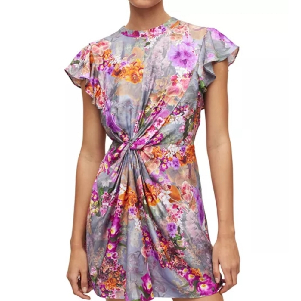 ALLSAINTS Jemille Lucia Silk Blend Mini Dress.